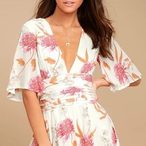Floral V-Neck Dress with Bell Sleeves
